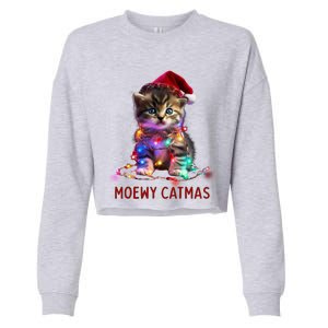 Moewy Catmas Cat Christmas Gift Cropped Pullover Crew