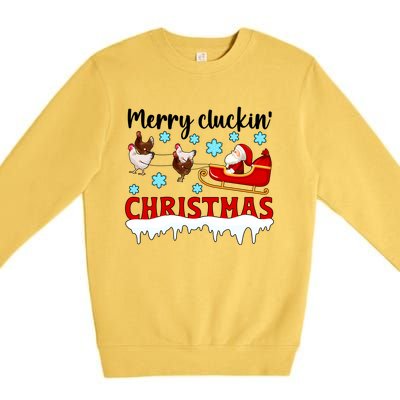 Merry Cluckin Christmas Chicken Owner Xmas Party Chicken Funny Gift Premium Crewneck Sweatshirt