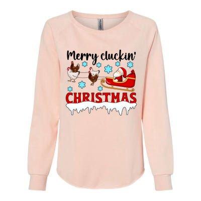 Merry Cluckin Christmas Chicken Owner Xmas Party Chicken Funny Gift Womens California Wash Sweatshirt