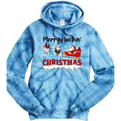 Merry Cluckin Christmas Chicken Owner Xmas Party Chicken Funny Gift Tie Dye Hoodie