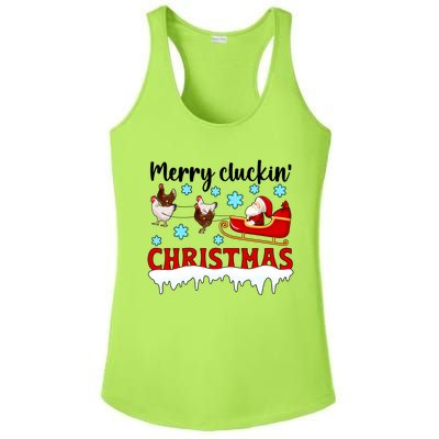 Merry Cluckin Christmas Chicken Owner Xmas Party Chicken Funny Gift Ladies PosiCharge Competitor Racerback Tank