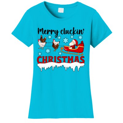 Merry Cluckin Christmas Chicken Owner Xmas Party Chicken Funny Gift Women's T-Shirt