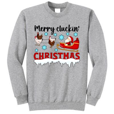 Merry Cluckin Christmas Chicken Owner Xmas Party Chicken Funny Gift Tall Sweatshirt