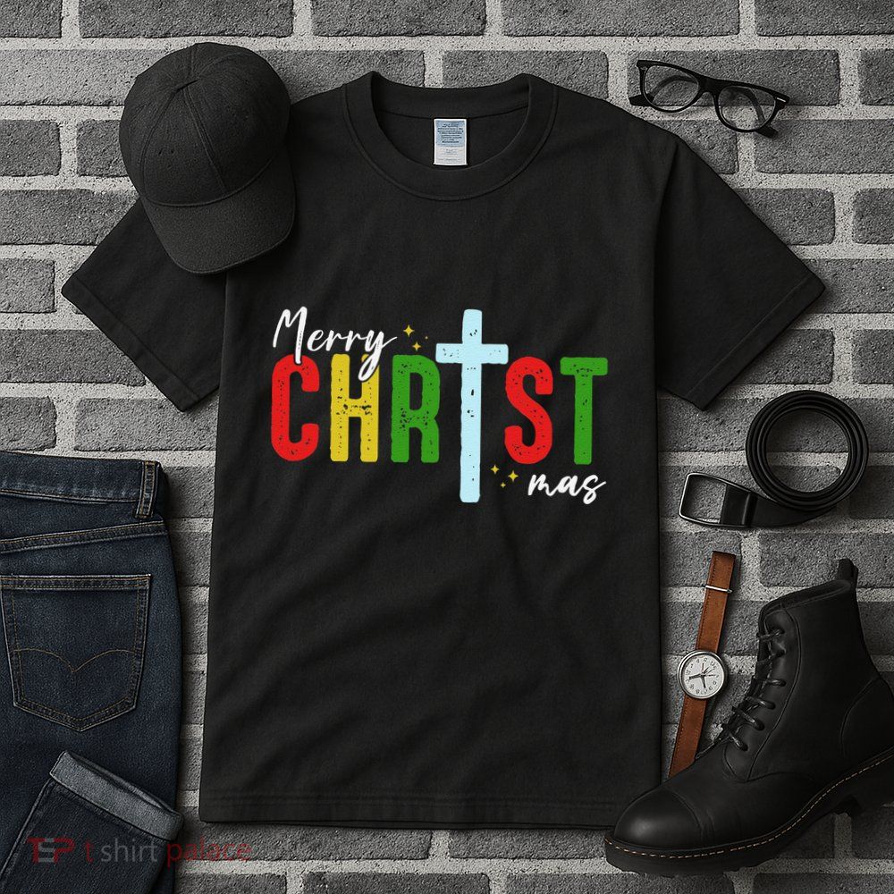 Merry Christmas Christian Jesus Cross Faith Religious Xmas Tall T-Shirt