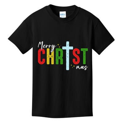 Merry Christmas Christian Jesus Cross Faith Religious Xmas Kids T-Shirt
