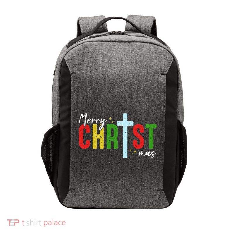 Merry Christmas Christian Jesus Cross Faith Religious Xmas Vector Backpack