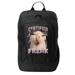 Meme Cat Certified Freak Eat Cement Cursed Cat City Backpack