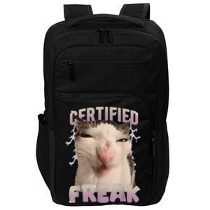 Meme Cat Certified Freak Eat Cement Cursed Cat Impact Tech Backpack