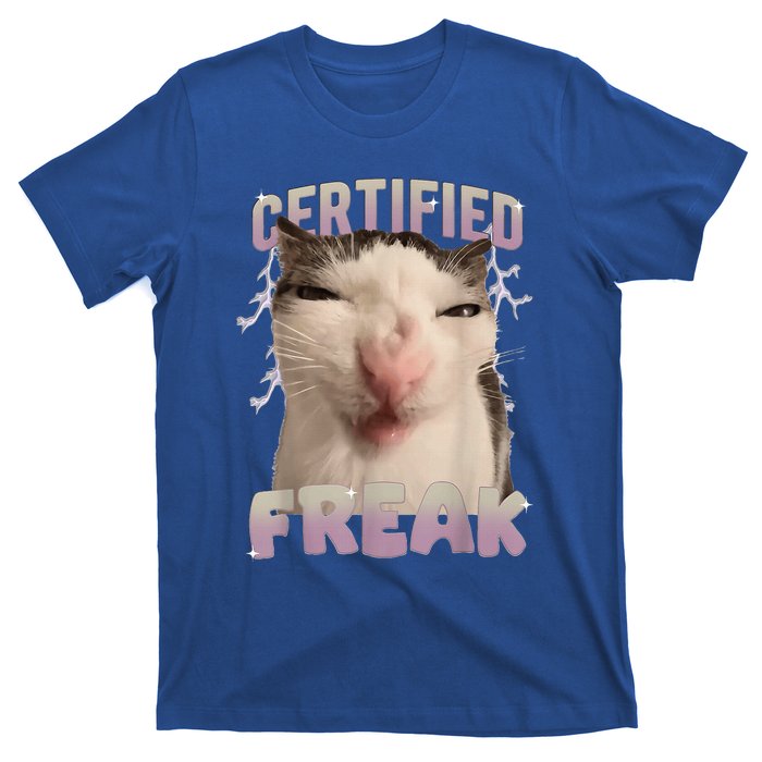 Meme Cat Certified Freak Eat Cement Cursed Cat T-Shirt