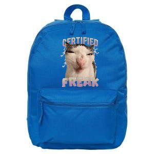 Meme Cat Certified Freak Eat Cement Cursed Cat 16 in Basic Backpack