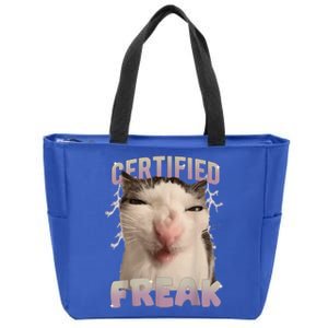 Meme Cat Certified Freak Eat Cement Cursed Cat Zip Tote Bag