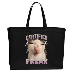 Meme Cat Certified Freak Eat Cement Cursed Cat Cotton Canvas Jumbo Tote