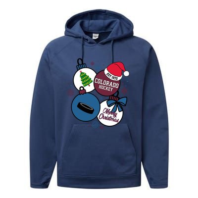 Merry Christmas Colorado Hockey Est 1972 Performance Fleece Hoodie