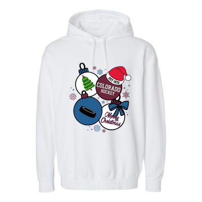 Merry Christmas Colorado Hockey Est 1972 Garment-Dyed Fleece Hoodie