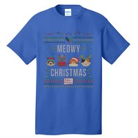 Meowy Christmas Cat Lover Tacky Ugly Christmas Party Gift Tall T-Shirt