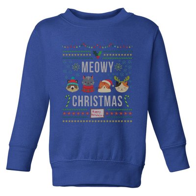 Meowy Christmas Cat Lover Tacky Ugly Christmas Party Gift Toddler Sweatshirt