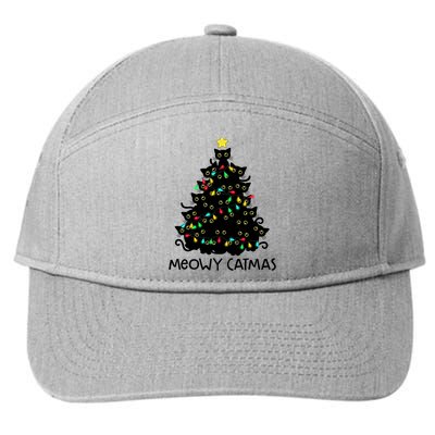 Merry Catmas Cat Christmas Tree Meowy Catmas Gift 7-Panel Snapback Hat