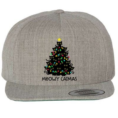 Merry Catmas Cat Christmas Tree Meowy Catmas Gift Wool Snapback Cap