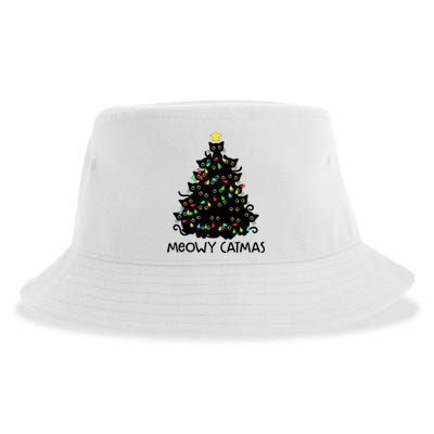 Merry Catmas Cat Christmas Tree Meowy Catmas Gift Sustainable Bucket Hat