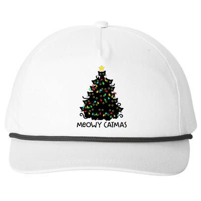 Merry Catmas Cat Christmas Tree Meowy Catmas Gift Snapback Five-Panel Rope Hat