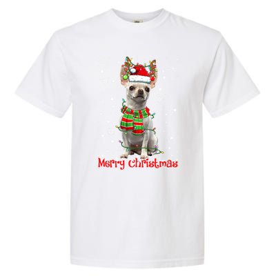 Merry Christmas Cute Chihuahua Dog Xmas Lights Pajama Meaningful Gift Garment-Dyed Heavyweight T-Shirt