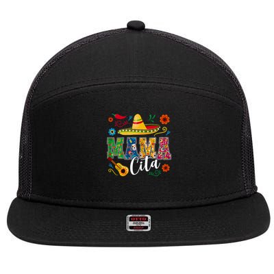 Mama Cita Cinco De Mayo Mexican Sombrero Guitar Cactus Funny 7 Panel Mesh Trucker Snapback Hat