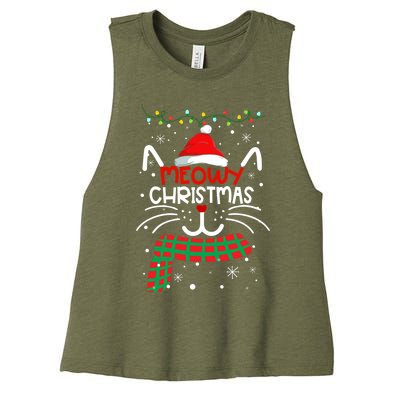 Meowy Catmas Cat Christmas Funny Xmas Girl Boy Gifts Women's Racerback Cropped Tank