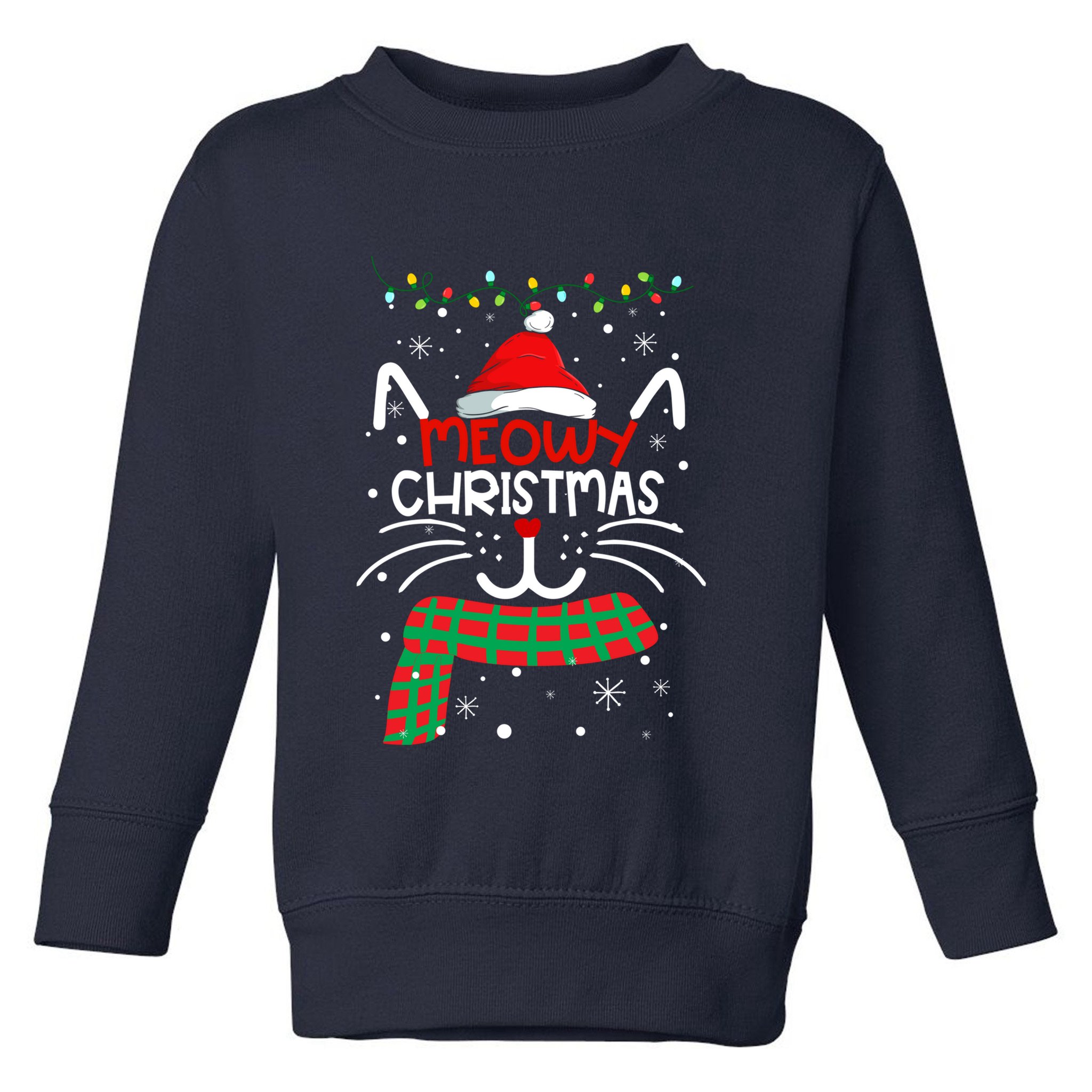 Meowy Catmas Cat Christmas Funny Xmas Girl Boy Gifts Toddler Sweatshirt