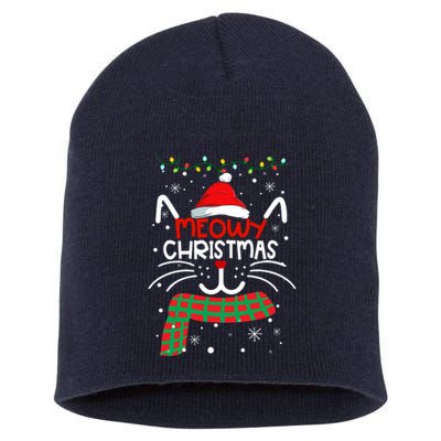 Meowy Catmas Cat Christmas Funny Xmas Girl Boy Gifts Short Acrylic Beanie