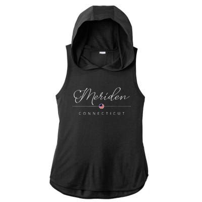 Meriden Connecticut Ct On Meriden Ladies PosiCharge Tri-Blend Wicking Draft Hoodie Tank