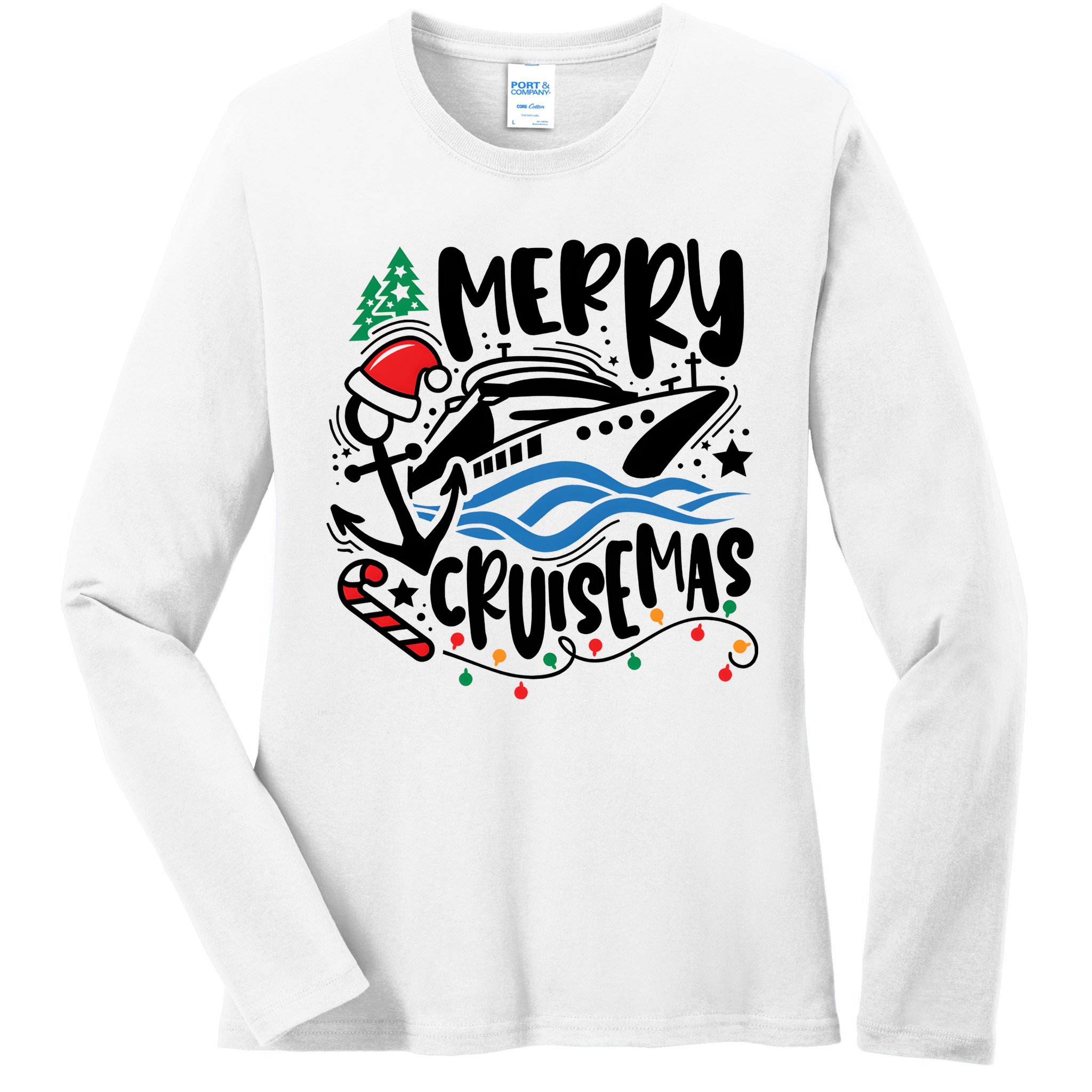Merry Cruisemas Christmas On Cruise Cruising Ladies Long Sleeve Shirt