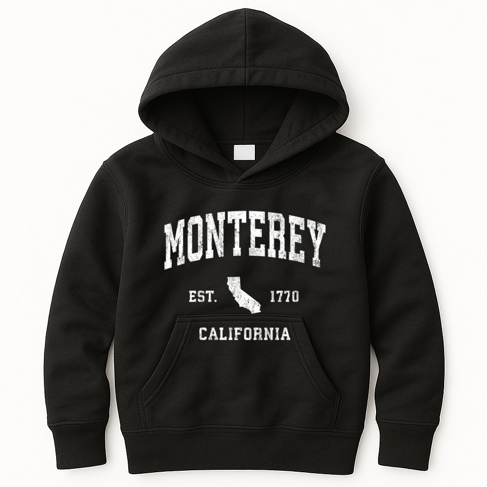 Monterey California Ca Vintage Athletic Kids Hoodie