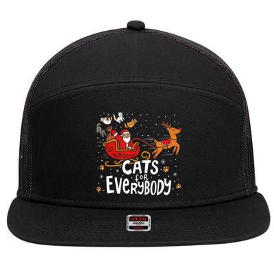 Merry Christmas Cats For Everybody Reindeer Xmas Santa Claus Gift 7 Panel Mesh Trucker Snapback Hat