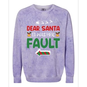 Matching Christmas Couples Gift Dear Santa It Was Her Fault Meaningful Gift Colorblast Crewneck Sweatshirt