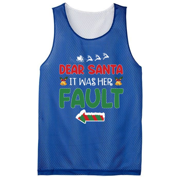 Matching Christmas Couples Gift Dear Santa It Was Her Fault Meaningful Gift Mesh Reversible Basketball Jersey Tank