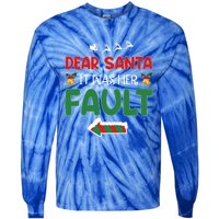 Matching Christmas Couples Gift Dear Santa It Was Her Fault Meaningful Gift Tie-Dye Long Sleeve Shirt