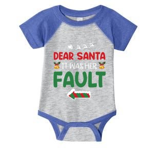 Matching Christmas Couples Gift Dear Santa It Was Her Fault Meaningful Gift Infant Baby Jersey Bodysuit