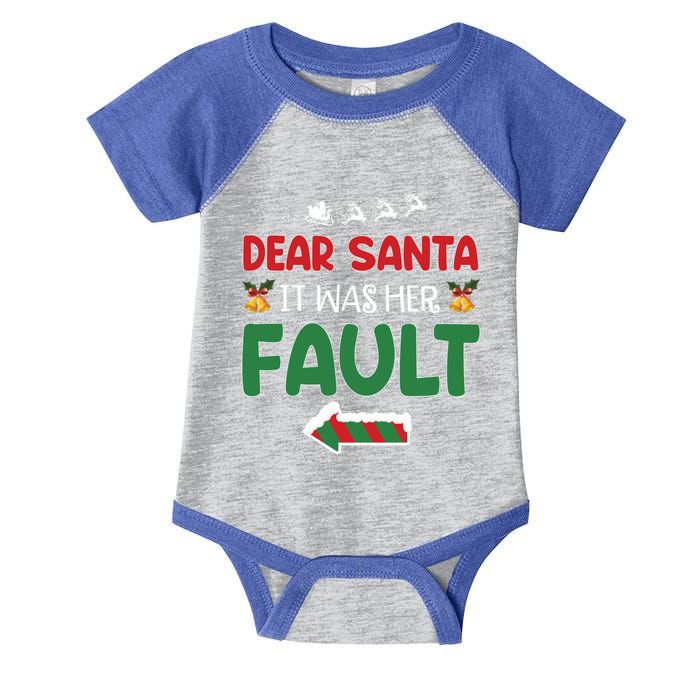 Matching Christmas Couples Gift Dear Santa It Was Her Fault Meaningful Gift Infant Baby Jersey Bodysuit