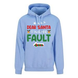 Matching Christmas Couples Gift Dear Santa It Was Her Fault Meaningful Gift Unisex Surf Hoodie