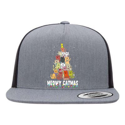 Meowy Catmas Cat Christmas Tree Xmas  Flat Bill Trucker Hat