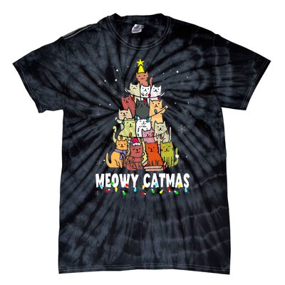 Meowy Catmas Cat Christmas Tree Xmas  Tie-Dye T-Shirt