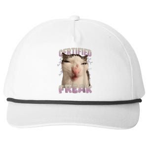 Meme Cat Certified Freak Eat Cement Cursed Cat Funny Snapback Five-Panel Rope Hat