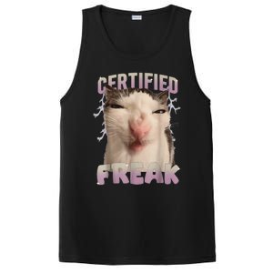 Meme Cat Certified Freak Eat Cement Cursed Cat Funny PosiCharge Competitor Tank