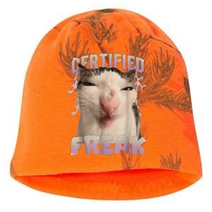 Meme Cat Certified Freak Eat Cement Cursed Cat Funny Kati - Camo Knit Beanie