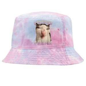 Meme Cat Certified Freak Eat Cement Cursed Cat Funny Tie-Dyed Bucket Hat