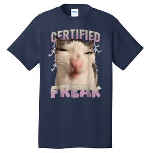 Meme Cat Certified Freak Eat Cement Cursed Cat Funny Tall T-Shirt