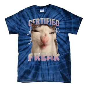 Meme Cat Certified Freak Eat Cement Cursed Cat Funny Tie-Dye T-Shirt