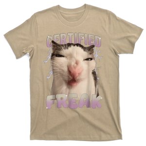 Meme Cat Certified Freak Eat Cement Cursed Cat Funny T-Shirt