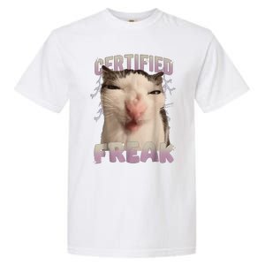 Meme Cat Certified Freak Eat Cement Cursed Cat Funny Garment-Dyed Heavyweight T-Shirt