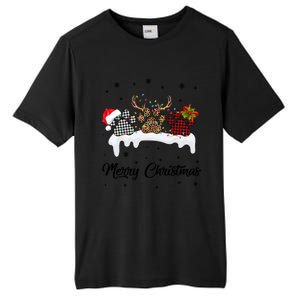 Merry Christmas Dog Paw Santa Hat Reindeer Horns Dog Lover Cute Gift Tall Fusion ChromaSoft Performance T-Shirt